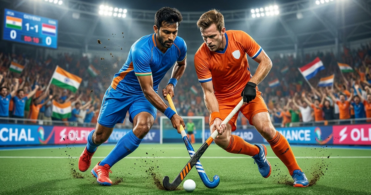 Veldhockeyactie tijdens topwedstrijd