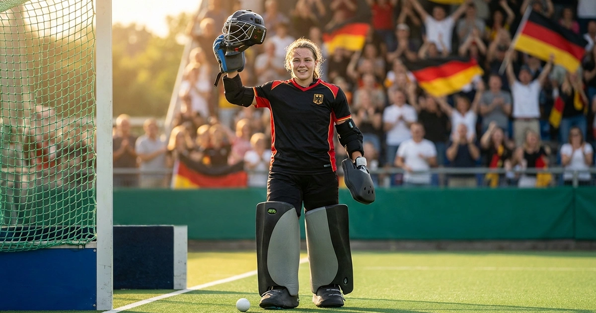 Jonge hockeykeeper met blik naar de toekomst