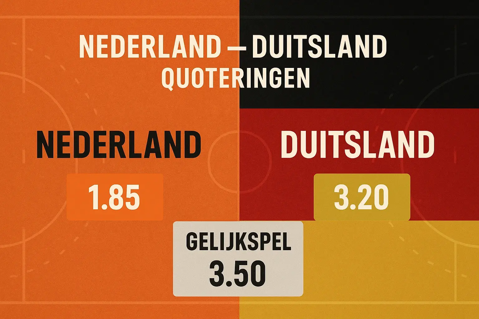 Nederland vs Duitsland hockey odds visualisatie met typische quoteringen per team