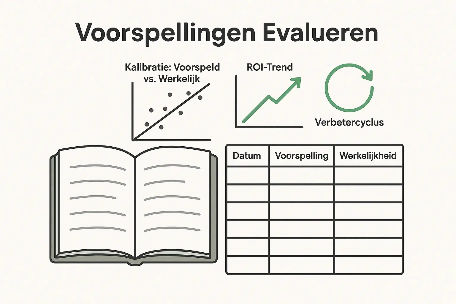 Voorspellingen evalueren met logboek, kalibratie grafiek en rendement analyse dashboard